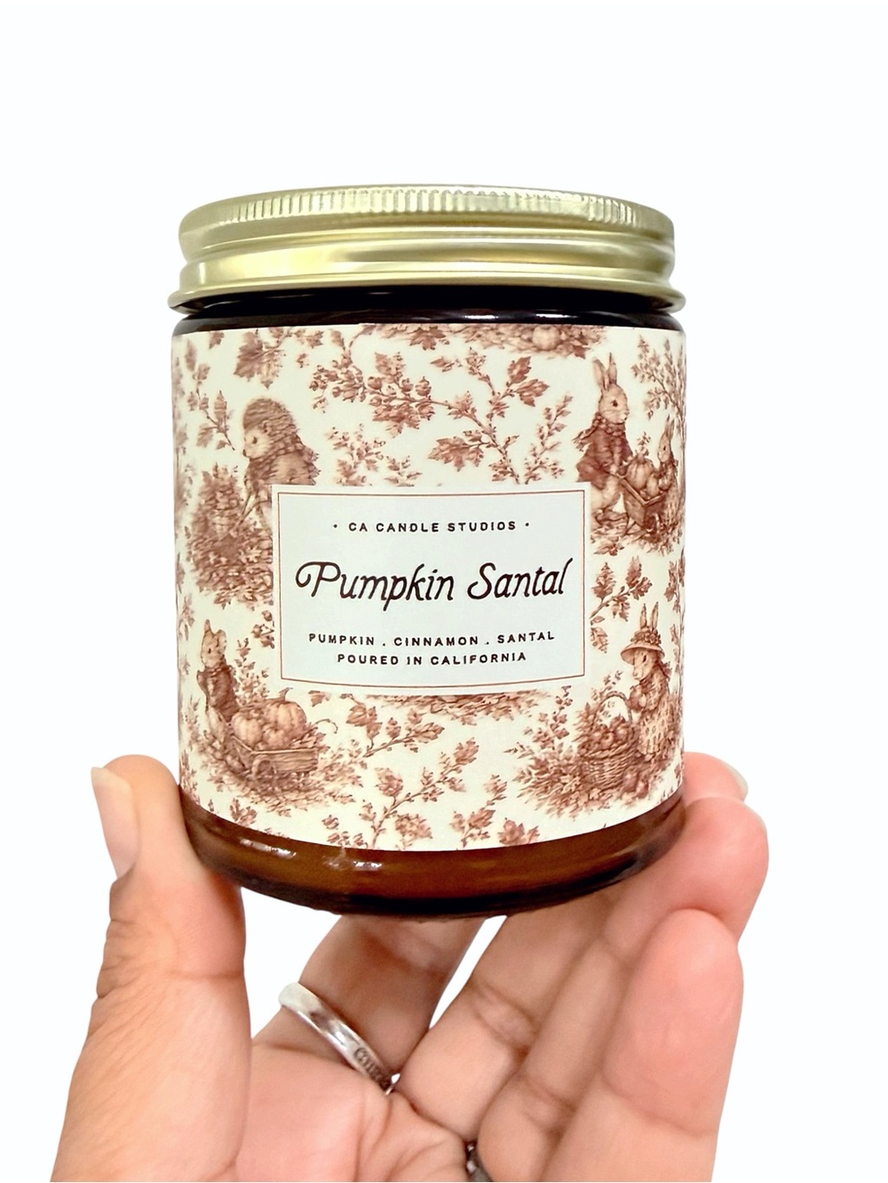 Leoben Company Pumpkin Santal Luxury Scented Candle - Cream & Brown